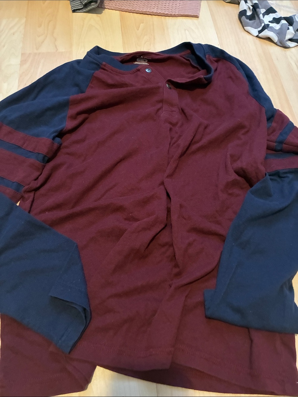 The Children's Place Maroon & Navy Long Sleeve Henley Tee